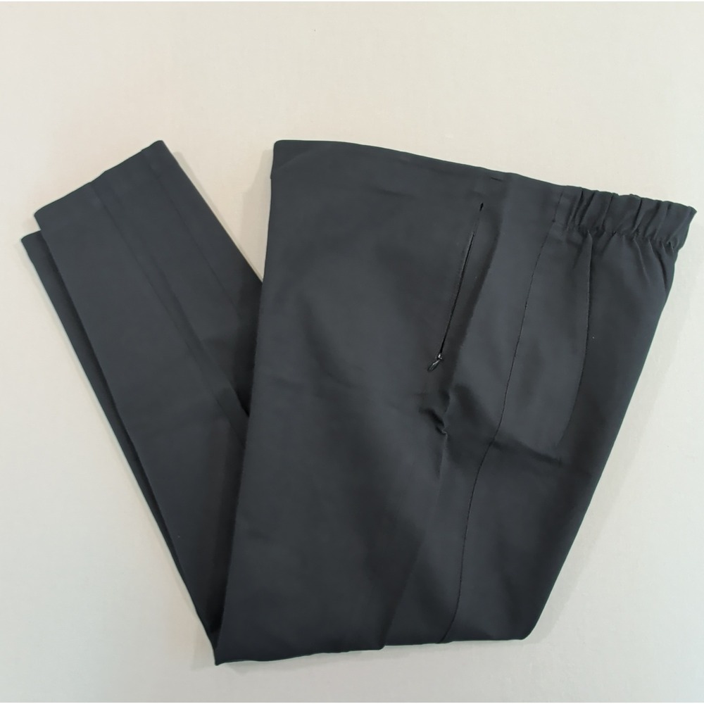 Lafayette 148 New York Women XL Navy Blue Cotton Stretch Side Zip Slim Trousers